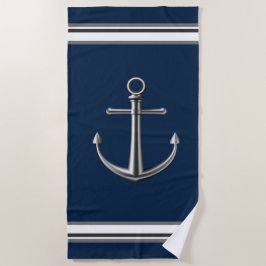 Silver Colored Anchor Beach Handtuch