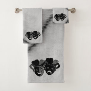 Silver Comedy and Tragedy Theater Design Car Flag Badhandtuch Set