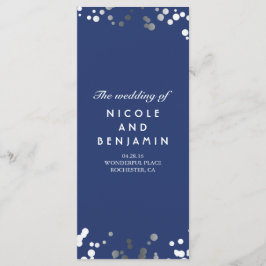 Silver Comfetti Elegant Navy Blue Wedding Programs Programm