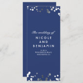 Silver Comfetti Elegant Navy Blue Wedding Programs Programm (Vorne/Hinten)