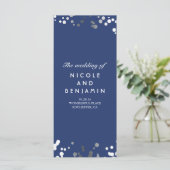 Silver Comfetti Elegant Navy Blue Wedding Programs Programm (Stehend Vorderseite)