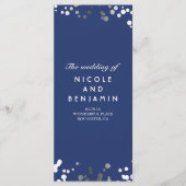 Silver Comfetti Elegant Navy Blue Wedding Programs Programm (Vorderseite)