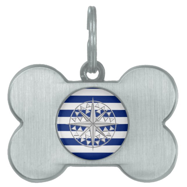Silver Compass auf nautischen Streifen Tiermarke (Vorderseite)