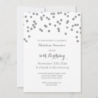 Silver Confetti 50. Geburtstagsparty Einladung