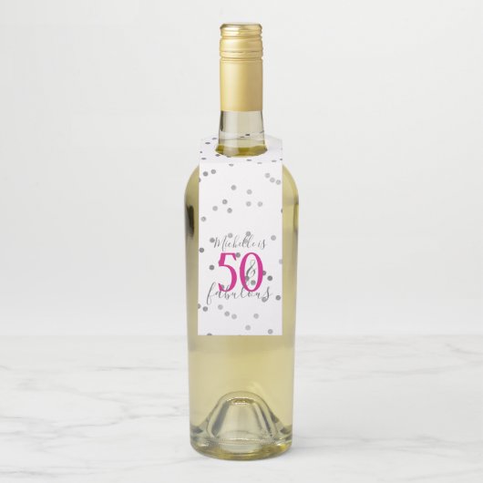 Silver Confetti 50 und fabulous Geburtstag Flaschenanhänger (Auf Flasche)
