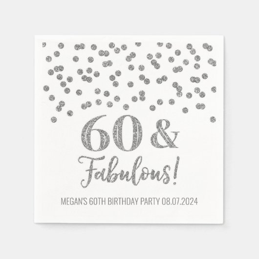 Silver Confetti 60 & Fabulous Napkins Serviette (Vorderseite)