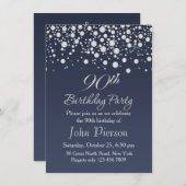 Silver Confetti 90. Geburtstagsparty Einladung (Vorne/Hinten)