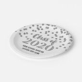 Silver Confetti Abschluss 2020 Pappteller (Schrägansicht)