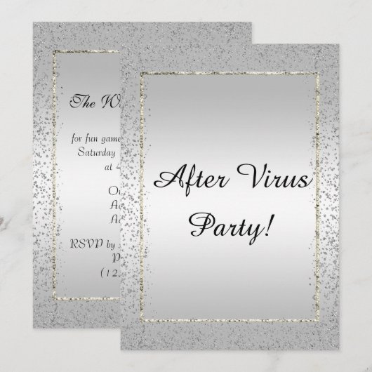 Silver Confetti "After Virus Party" Einladung (Vorne/Hinten)