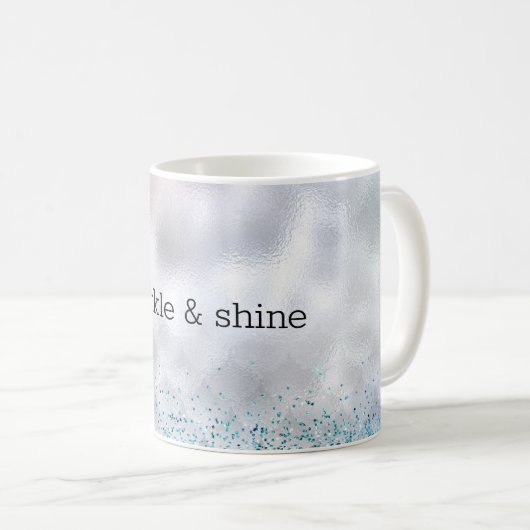 Silver Confetti Aqua Pink Glitzer Sparkle Meerjung Kaffeetasse (VorderseiteRechts)