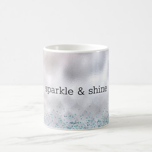 Silver Confetti Aqua Pink Glitzer Sparkle Meerjung Kaffeetasse (Mittel)
