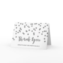 Silver Confetti Baby Dusche Vielen Dank