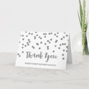 Silver Confetti Baby Dusche Vielen Dank Dankeskarte
