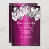 Silver Confetti Balloons Lila Rente Einladung (Vorne/Hinten)