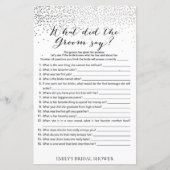 Silver Confetti Brautparty Game DRUCKT (Vorderseite)