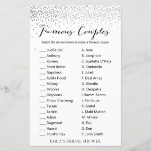 Silver Confetti Brautparty Game DRUCKT