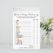 Silver Confetti Brautparty Game DRUCKT (Stehend Vorderseite)