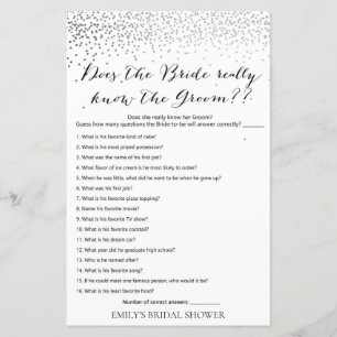 Silver Confetti Brautparty Game DRUCKT