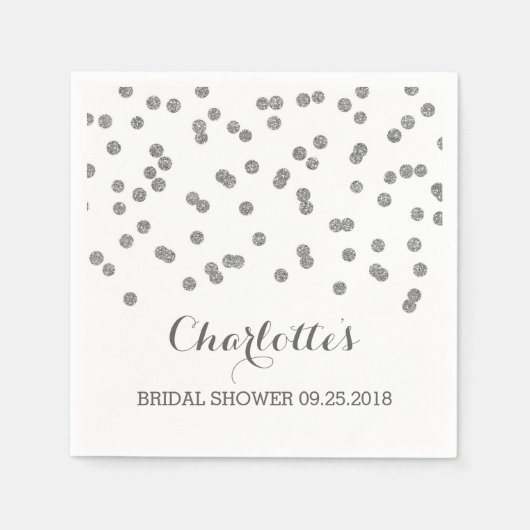 Silver Confetti Brautparty Serviette (Vorderseite)