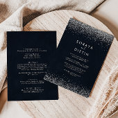 Silver Confetti Calligraphy Back & Front Wedding Einladung