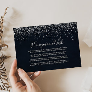 Silver Confetti Calligraphy Honeymoon Wish Begleitkarte