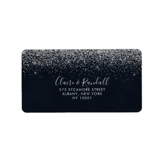 Silver Confetti Calligraphy UAWG Address Adressaufkleber (Vorne)
