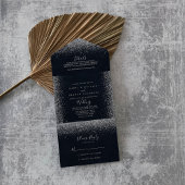 Silver Confetti Calligraphy Wedding All In One Einladung