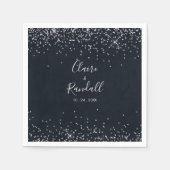 Silver Confetti Calligraphy Wedding Napkins Serviette (Vorderseite)