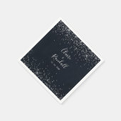 Silver Confetti Calligraphy Wedding Napkins Serviette (Ecke)