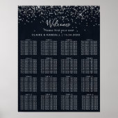 Silver Confetti Calligraphy Wedding Seating Chart Poster (Vorne)