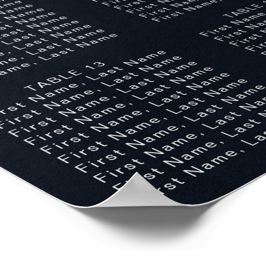 Silver Confetti Calligraphy Wedding Seating Chart Poster (Ecke)