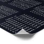 Silver Confetti Calligraphy Wedding Seating Chart Poster (Ecke)