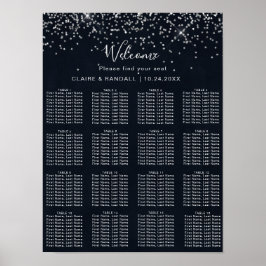 Silver Confetti Calligraphy Wedding Seating Chart Poster
