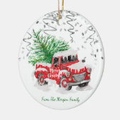 Silver Confetti, Christmas Red Truck Pine Tree Sch Keramik Ornament (Links)