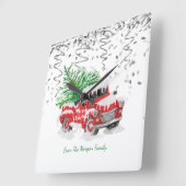 Silver Confetti, Christmas Red Truck Pine Tree Sch Quadratische Wanduhr (Winkel)
