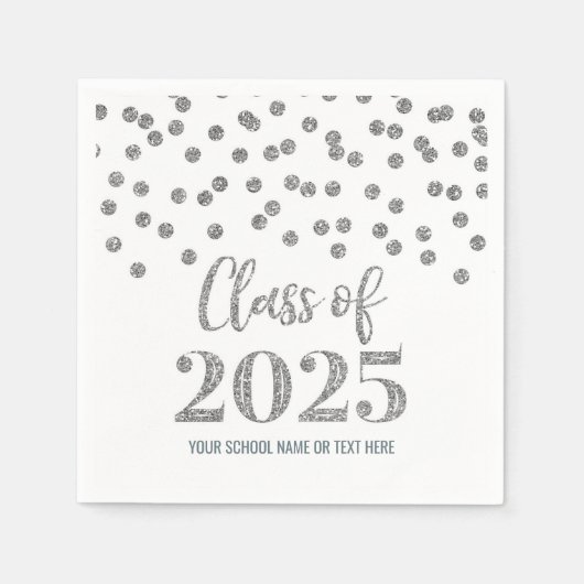Silver Confetti Class of 2025 Napkins Serviette (Vorderseite)