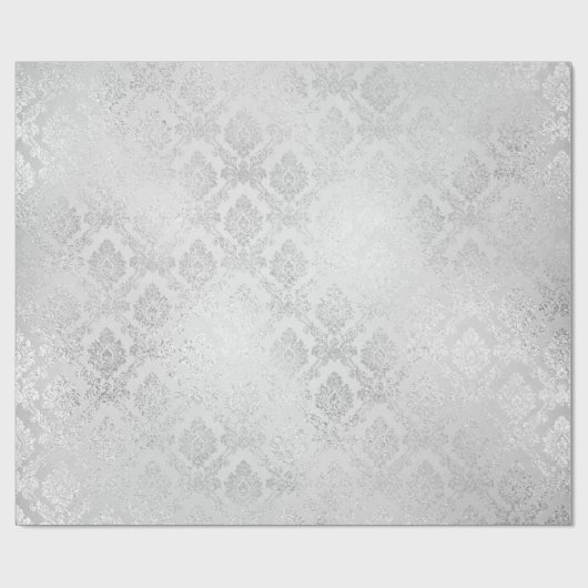 Silver Confetti Damask Royal Princess Glam Vip Geschenkpapier (Flach)