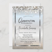 Silver Confetti Dots Balloons Frame Quinceañera Einladung (Vorderseite)