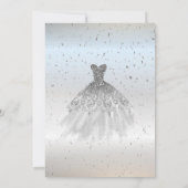 Silver Confetti Dots, Chic Dress Quinceañera Einladung (Rückseite)