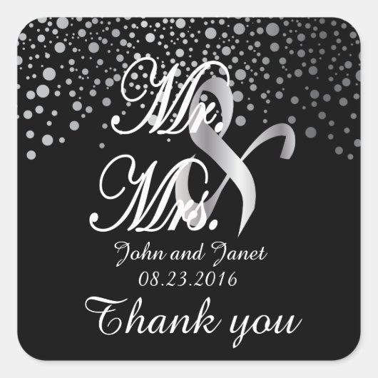 Silver Confetti Dots | DIY-Hintergrundfarben Quadratischer Aufkleber (Vorderseite)