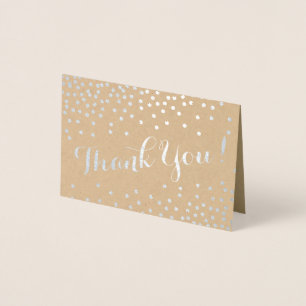 Silver Confetti Dots Modern Danke Kraft Folienkarte
