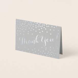 Silver Confetti Dots Modern Vielen Dank Gray Folienkarte