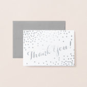 Silver Confetti Dots Modern Vielen Dank Gray Folienkarte (Vorderseite mit Umschlag)