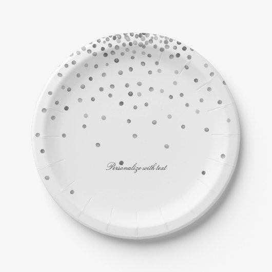 Silver Confetti Dots Pappteller (Vorderseite)