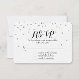 Silver Confetti Dots Wedding RSVP
