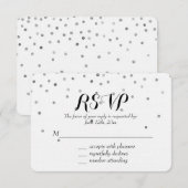 Silver Confetti Dots Wedding RSVP Karte (Vorne/Hinten)