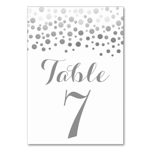 Silver Confetti Elegant Wedding Tischnummer (Vorderseite)