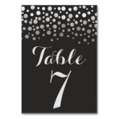 Silver Confetti Elegante Schwarze Tischnummer (Vorderseite)