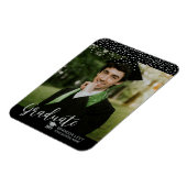 Silver Confetti Foto Abschluss Ankündigung Magnet (Linke Seite)