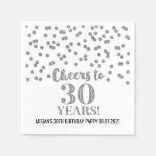 Silver Confetti freut sich auf 30 Jahre Geburtstag Serviette